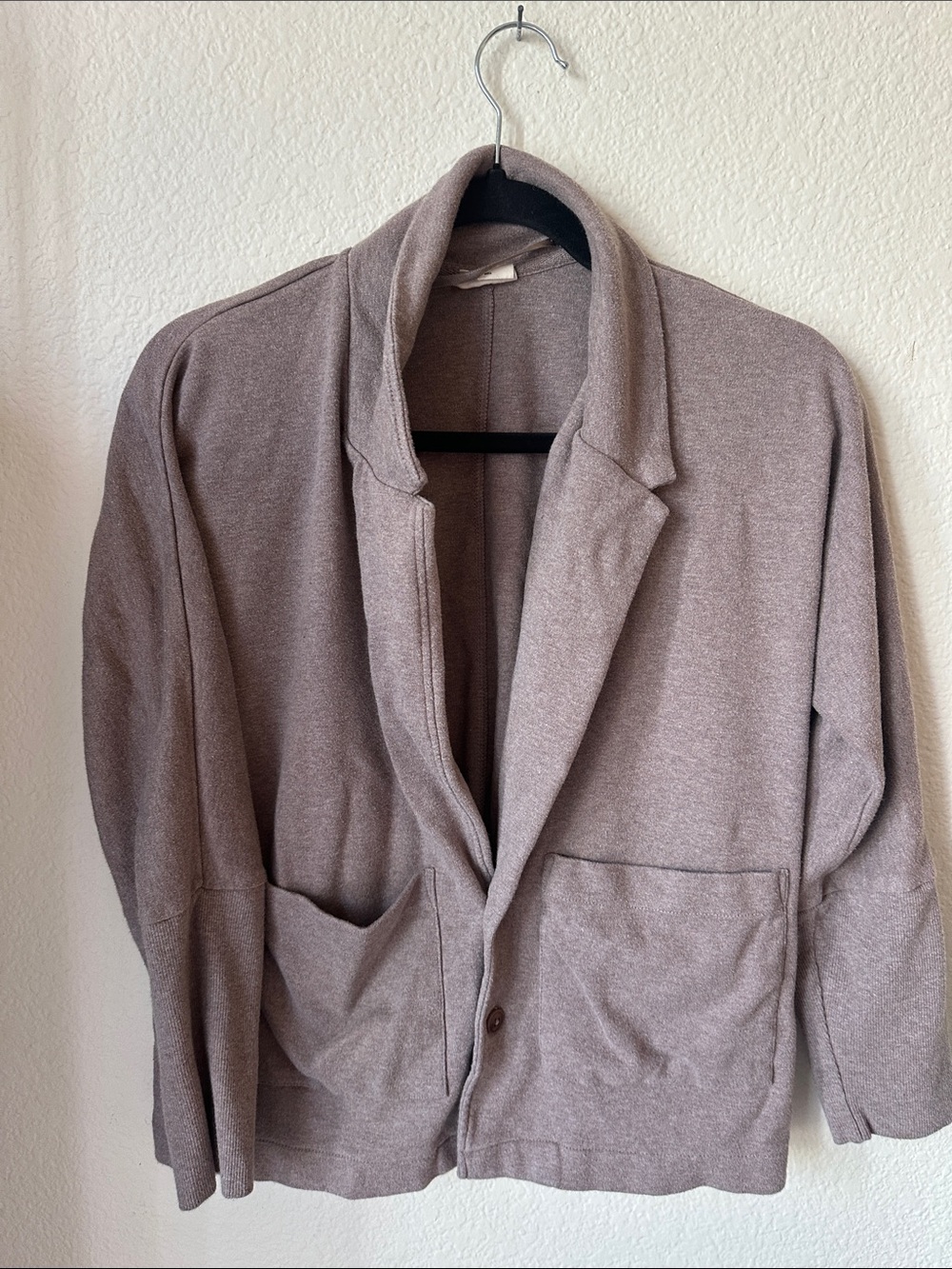 Pact Women's Open-Front Blazer Jacket in Taupe Gray